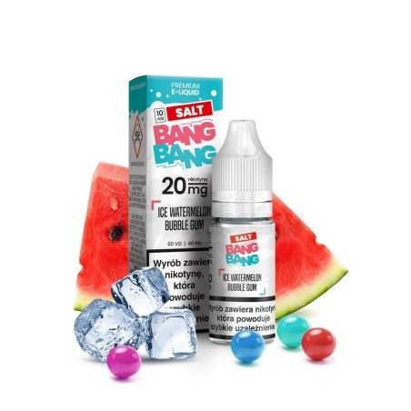 Liquid Bang Bang Salt 10ml o mocy 20 mg soli nikotynowej w smaku Ice Watermelon Bubblegum - 19,99 zł - Polski (Polish)