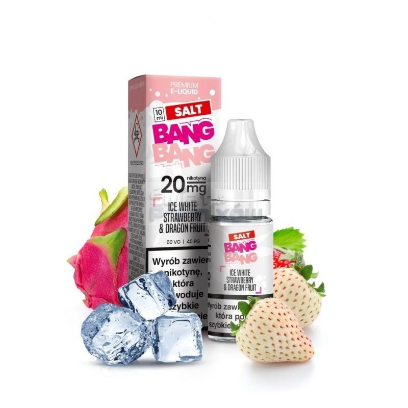 Liquid Bang Bang Salt 10ml o mocy 20 mg soli nikotynowej w smaku Ice White Strawberry & Dragonfruit - 19,99 zł - Polski (Polish) Liquid Bang Bang Salt 10ml o mocy 20 mg soli nikotynowej w smaku Ice White Strawberry & Dragonfruit - 19,99 zł - Polski (Polish)