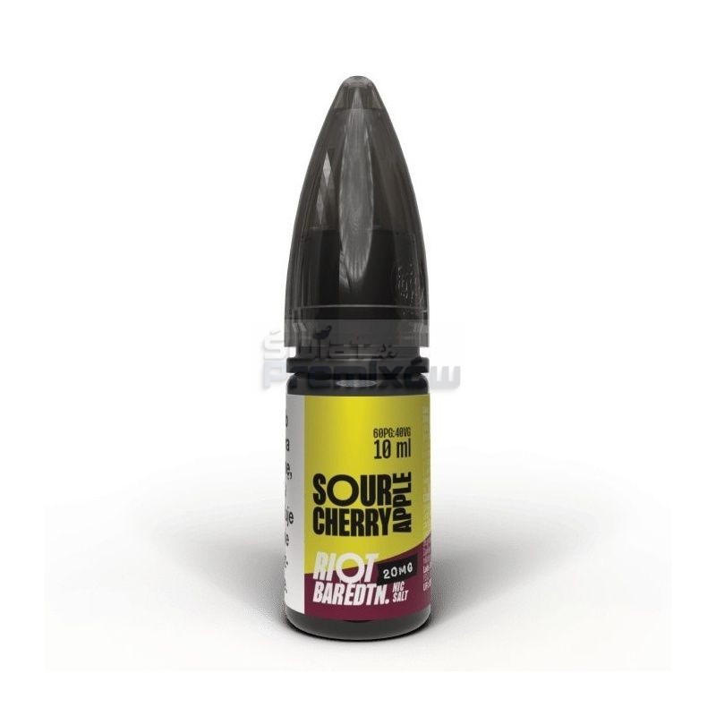 Liquid RIOT Salt 10 ml o mocy 20 mg soli nikotynowej w smaku Sour Cherry Apple Liquid RIOT Salt 10 ml o mocy 20 mg soli nikotynowej w smaku Sour Cherry Apple