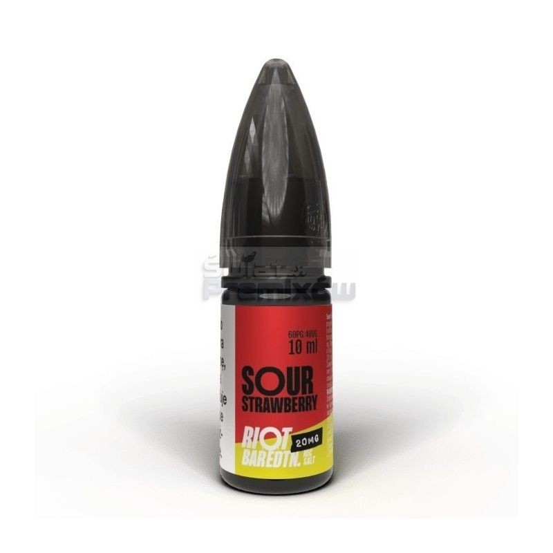 Liquid RIOT Salt 10 ml o mocy 20 mg soli nikotynowej w smaku Sour Strawberry Liquid RIOT Salt 10 ml o mocy 20 mg soli nikotynowej w smaku Sour Strawberry
