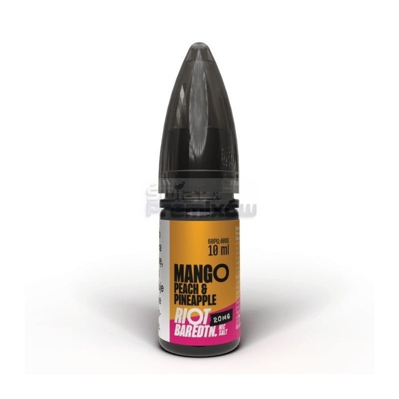 Liquid RIOT Salt 10 ml 20 mg soli nikotynowej o smaku Mango Peach Pineapple Liquid RIOT Salt 10 ml 20 mg soli nikotynowej o smaku Mango Peach Pineapple
