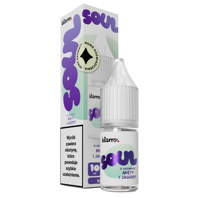 Liquid Klarro Soul Salt 10ml o mocy 20 mg soli nikotynowej w smaku Mięta Jagoda