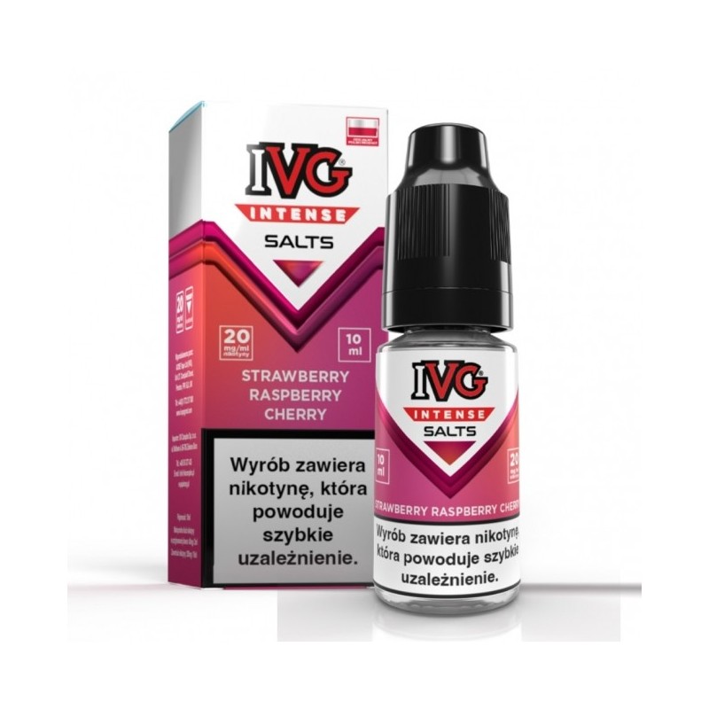 Liquid IVG Intense Salt 10ml o mocy 20 mg soli nikotynowej w smaku Strawberry Raspberry & Cherry