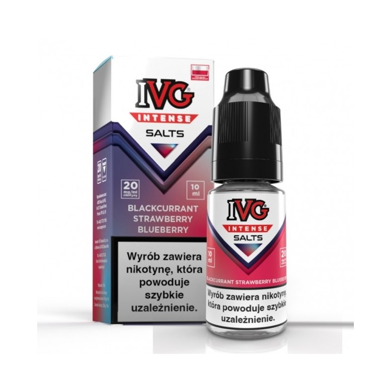 Liquid IVG Intense Salt 10ml o mocy 20 mg soli nikotynowej w smaku Blackcurrant Strawberry & Blueberry