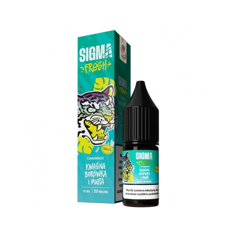 Liquid Sigma Fresh Salt 10ml o mocy 20 mg soli nikotynowej w smaku Kwaśna Borówka i Mięta