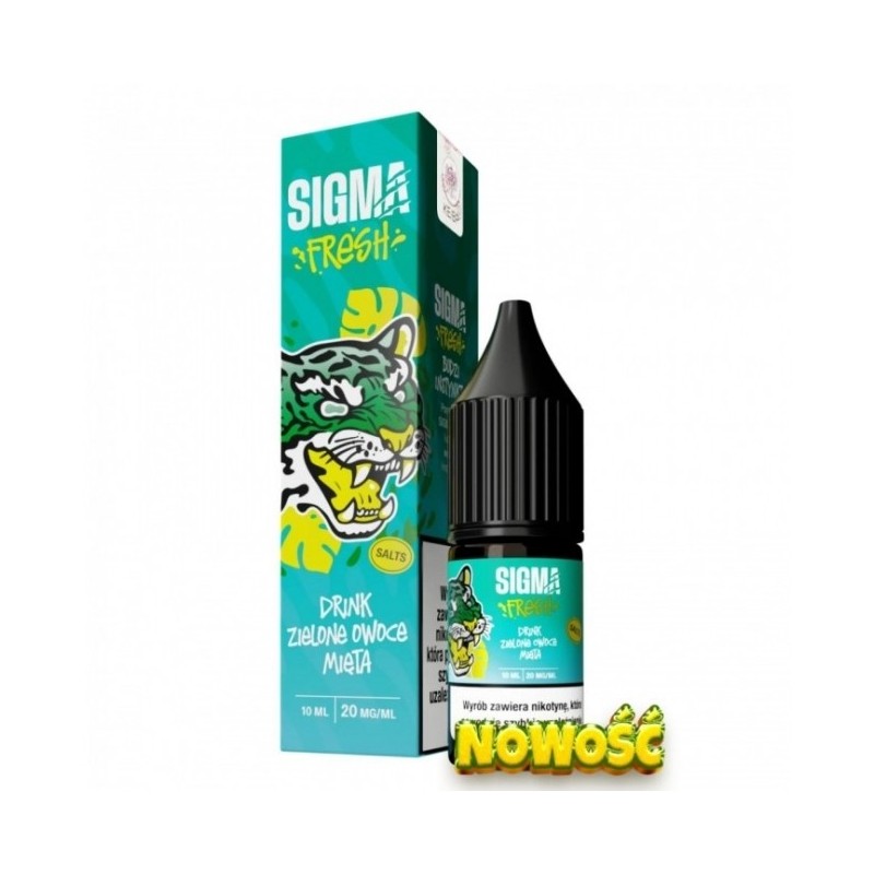 Liquid Sigma Fresh Salt 10ml o mocy 20 mg soli nikotynowej w smaku Drink Zielone Owoce Mięta
