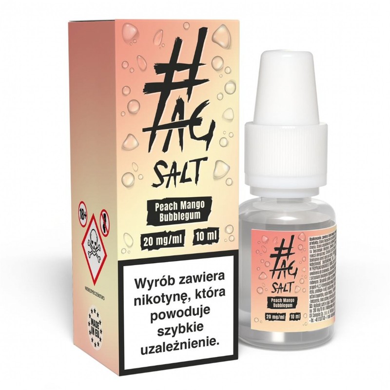 Liquid TAG Salt Drinks 10ml o mocy 20 mg soli nikotynowej w smaku Peach Mango Bubblegum