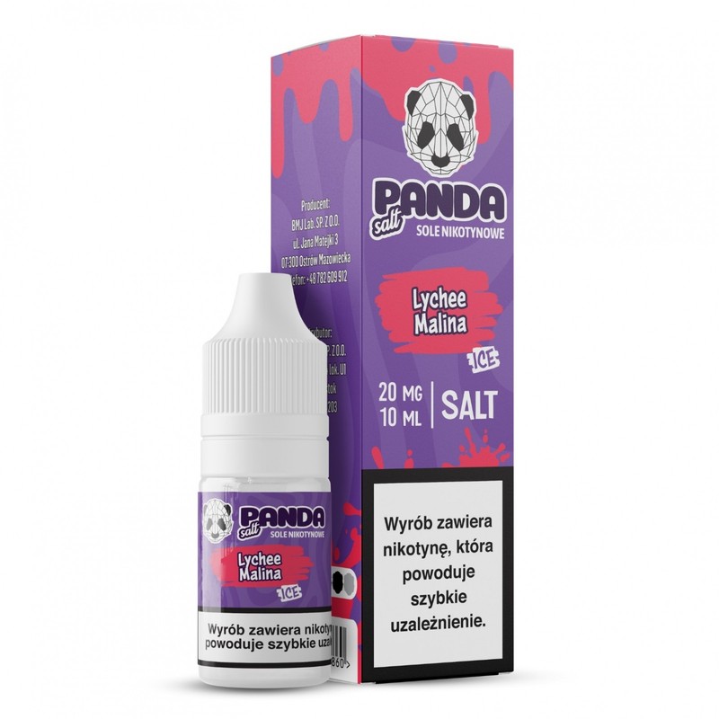Liquid Panda Salt 10ml o mocy 20 mg soli nikotynowej w smaku Lychee Malina Ice
