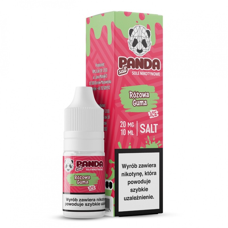 Liquid Panda Salt 10ml o mocy 20 mg soli nikotynowej w smaku Różowa Guma Ice