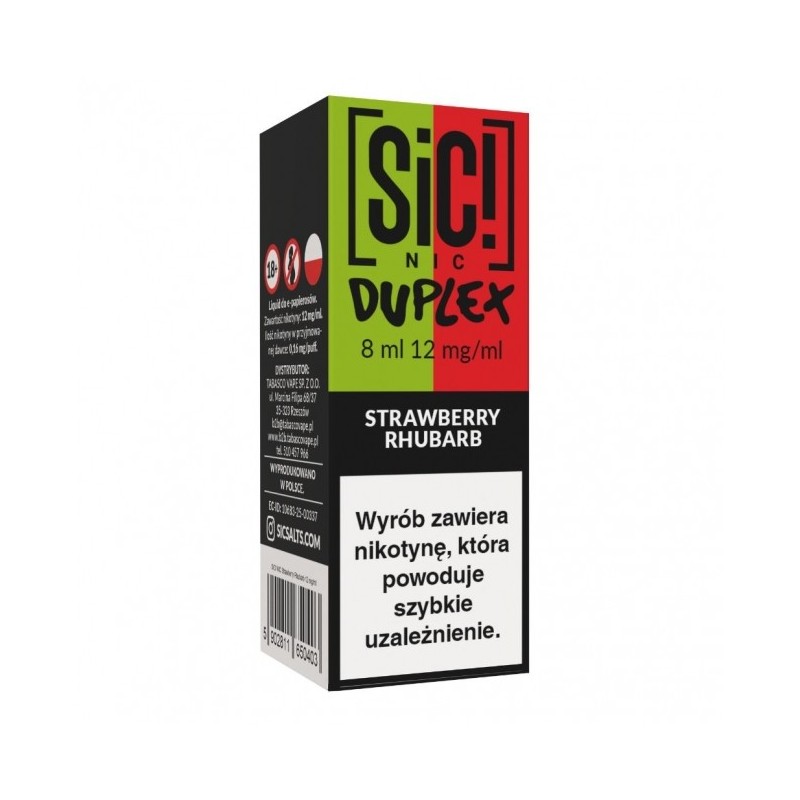 Liquid SIC! NIC Duplex 8ml o smaku Strawberry Rhubarb