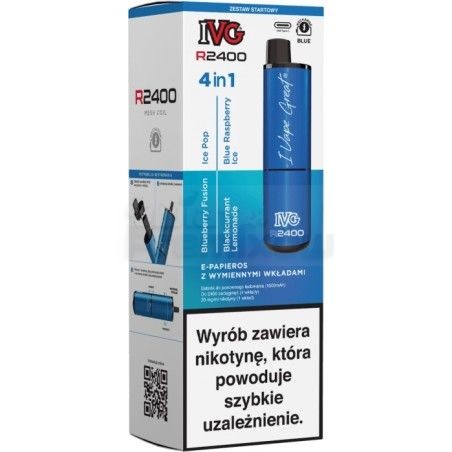 E-papieros IVG 2400 Starter Kit Blue + 4 wkłady - 59,99 zł - Polski (Polish)
