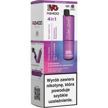E-papieros IVG 2400 Starter Kit Purple + 4 wkłady - 59,99 zł - Polski (Polish)