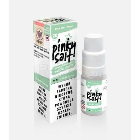 Liquid Pinky Vape Salt 10ml o mocy 20 mg soli nikotynowej w smaku SŁODKA MIĘTA - 19,99 zł - Polski (Polish)