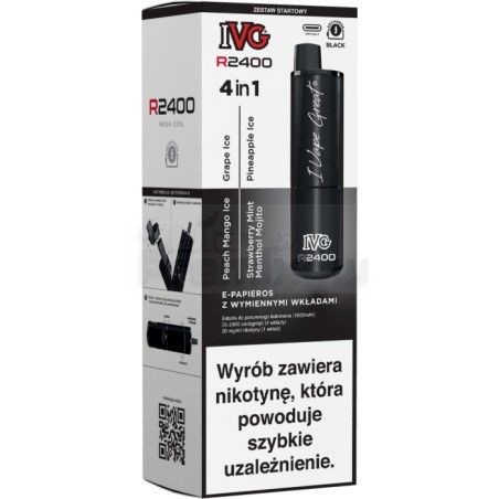 E-papieros IVG 2400 Starter Kit Black + 4 wkłady - 59,99 zł - Polski (Polish)
