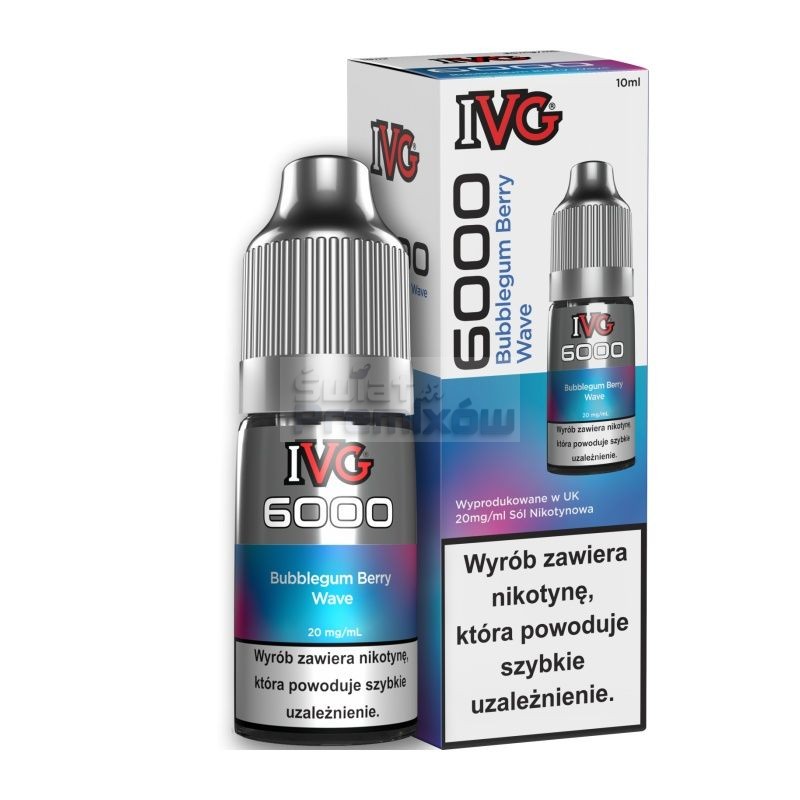 Liquid IVG 6000 10ml o mocy 20 mg soli nikotynowej w smaku Bubblegum Berry Wave - 22,90 zł - Polski (Polish)