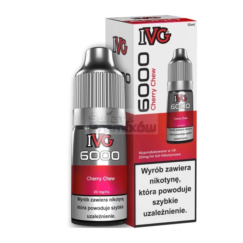 Liquid IVG 6000 10ml o mocy 20 mg soli nikotynowej w smaku Cherry Chew - 22,90 zł - Polski (Polish) Liquid IVG 6000 10ml o mocy 20 mg soli nikotynowej w smaku Cherry Chew - 22,90 zł - Polski (Polish)