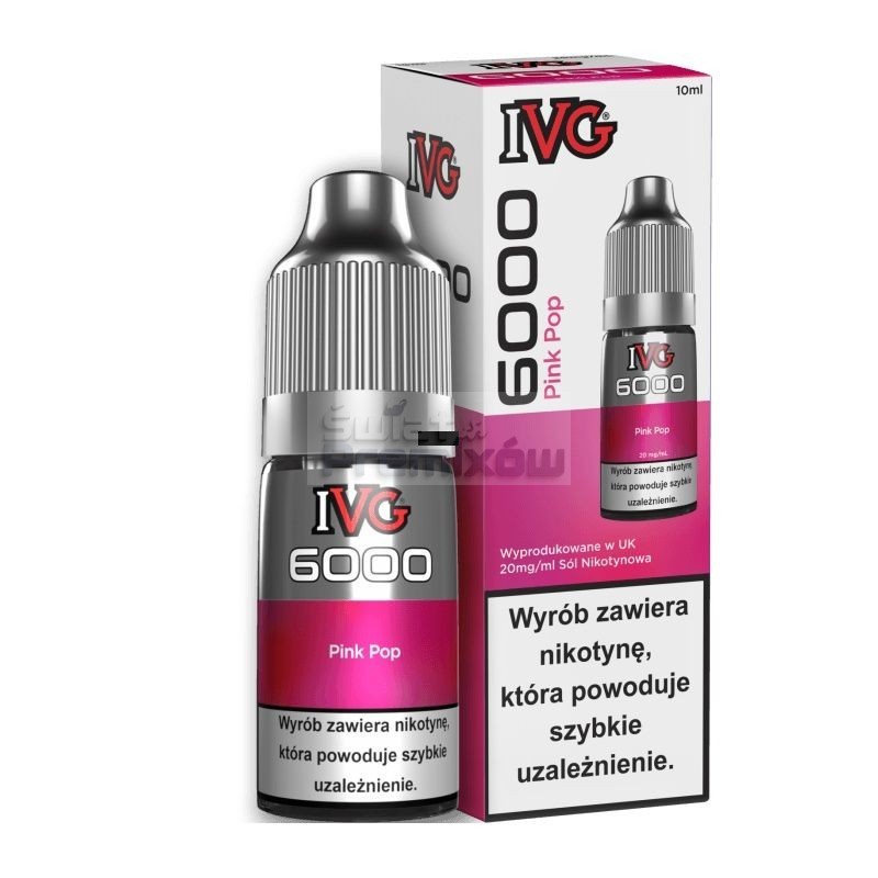 Liquid IVG 6000 10ml o mocy 20 mg soli nikotynowej w smaku Pink Pop - 22,90 zł - Polski (Polish) Liquid IVG 6000 10ml o mocy 20 mg soli nikotynowej w smaku Pink Pop - 22,90 zł - Polski (Polish)