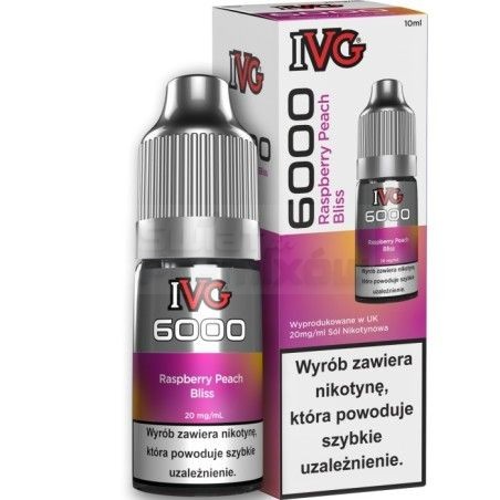 Liquid IVG 6000 10ml o mocy 20 mg soli nikotynowej w smaku Raspberry Peach Bliss - 22,90 zł - Polski (Polish)