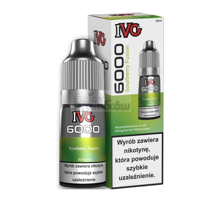 Liquid IVG 6000 10ml o mocy 20 mg soli nikotynowej w smaku Sourberry Fusion - 22,90 zł - Polski (Polish) Liquid IVG 6000 10ml o mocy 20 mg soli nikotynowej w smaku Sourberry Fusion - 22,90 zł - Polski (Polish)