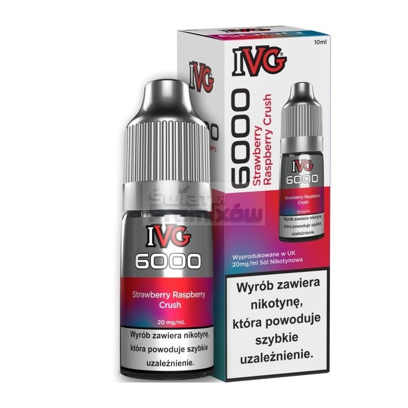 Liquid IVG 6000 10ml o mocy 20 mg soli nikotynowej w smaku Strawberry Raspberry Crush - 22,90 zł - Polski (Polish) Liquid IVG 6000 10ml o mocy 20 mg soli nikotynowej w smaku Strawberry Raspberry Crush - 22,90 zł - Polski (Polish)