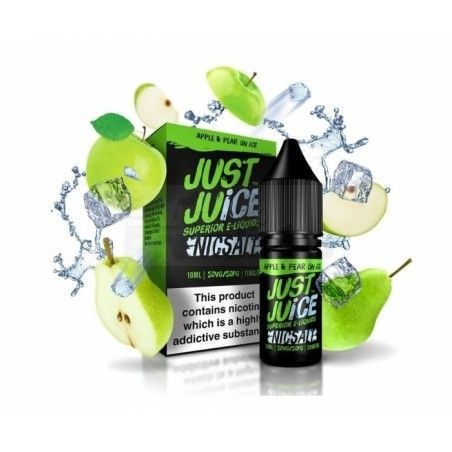 Liquid Just Juice 10ml o mocy 11 mg soli nikotynowej w smaku Apple & Pear on Ice - 23,99 zł - Polski (Polish)