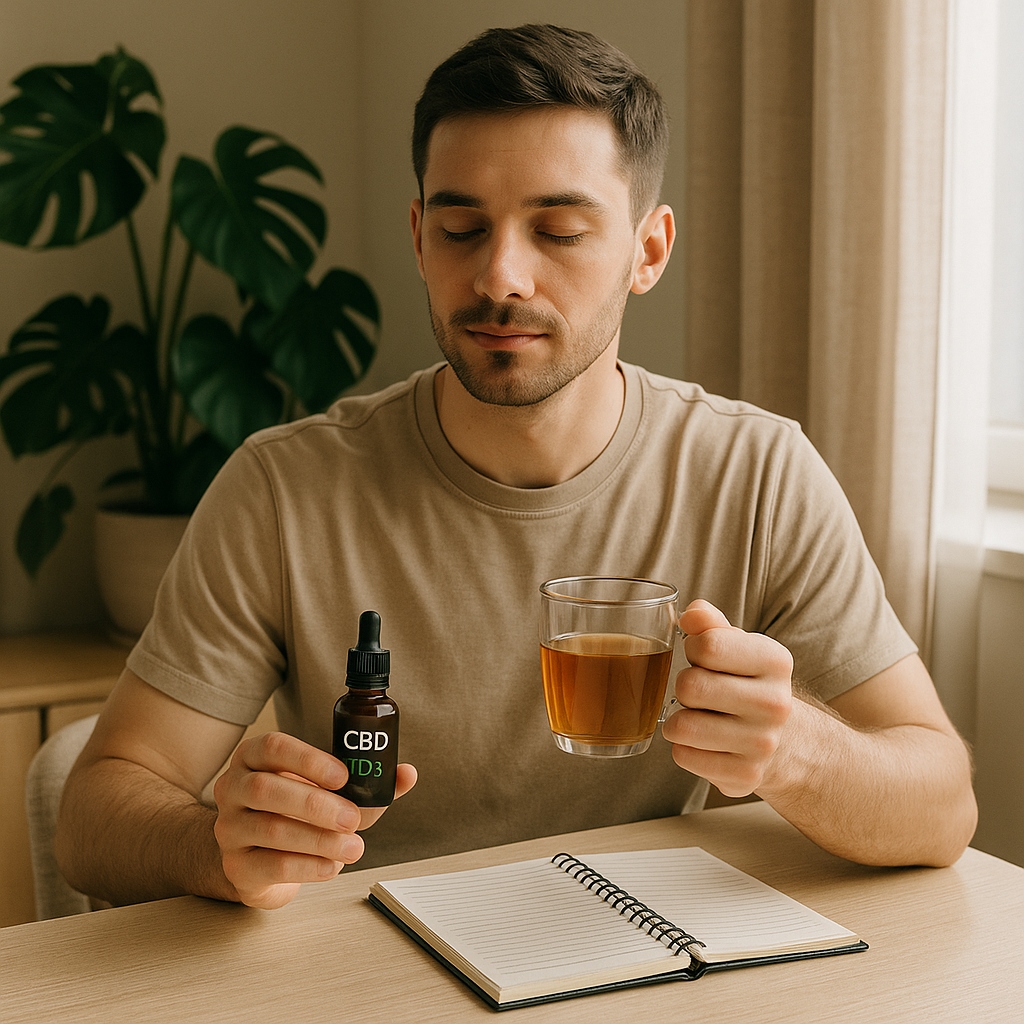 Wellness mężczyzny 2.0 – poranna rutyna z CBD i witaminą D3: spokój, uważność i odporność w jednym.